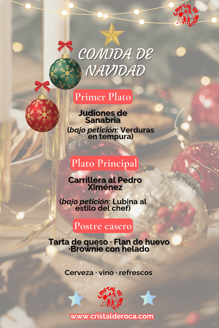 menu navidad Senderismo Cristal de Roca 2026